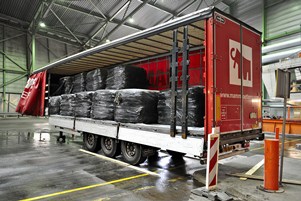Twence lorry loaded with baled SRF